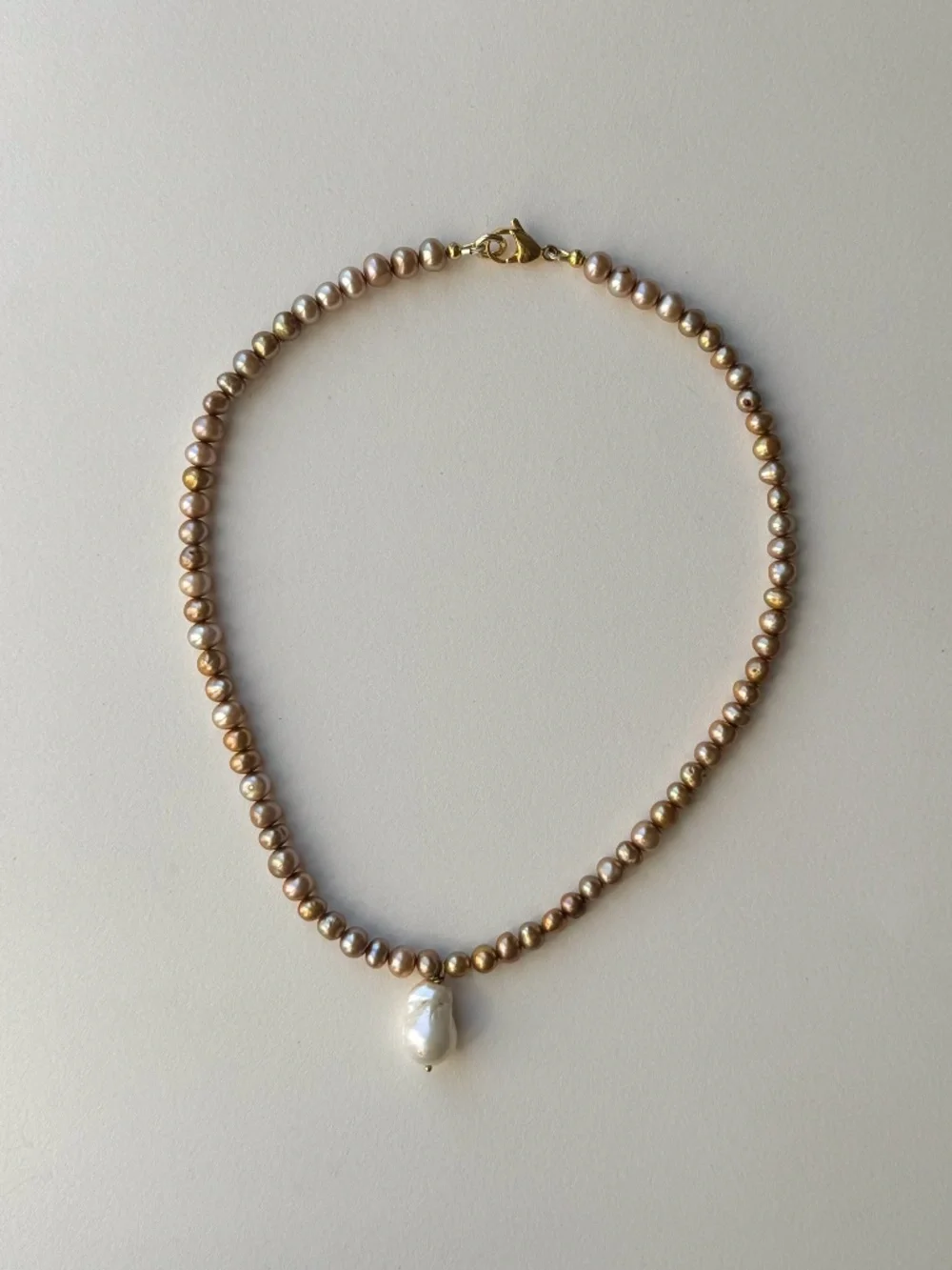 Baroque Pearl Pendant Beaded Necklace 16.5" - Picture 2 of 4
